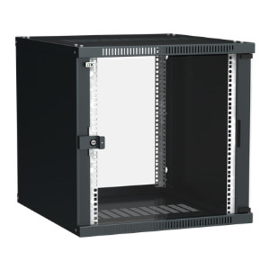 ITK Шкаф настенный LINEA WE 9U 600х600мм дверь стекло черный
