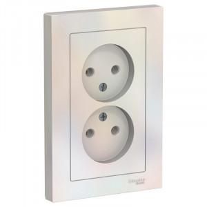 Розетка дв. без з/к, 16А, в сб, ЖЕМЧУГ /ATN000420/