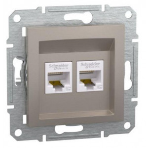 Розетка двойная компьютерная 5е RJ45, бронза /EPH4400169/