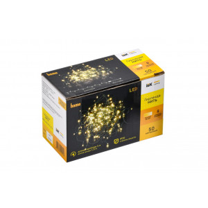 Гирлянда нить 5м 50 светодиодов теплый белый свет IP20 зеленый шнур 1,5м 230В контроллер 8 сцен IEK