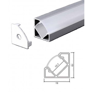 Профиль алюминиевый WH-19х19 угловой опал с рамкой (2м) LEDAR