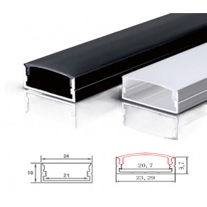 Профиль алюминиевый черный BH-24х10 накладной прямоугольный опал (2м) LEDAR