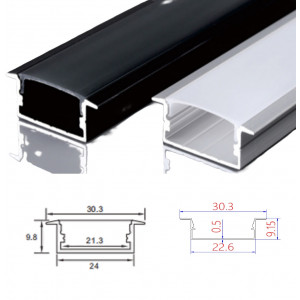 Профиль алюминиевый белый WH-30х10 встраиваемый прямоугольный опал (2м) LEDAR