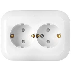 Розетка 2-местная скрытой установки с заземляющим контактом со шторкой, серия ГАРМОНИЯ, РС16-357