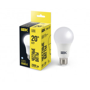 Лампа LED A60 шар 20Вт 230В 6500К E27 IEK